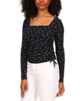 Michael Michael Kors Floral Square Neck Ruched Long Sleeve Top by Vanessa Jane