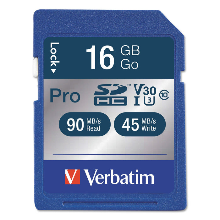 Verbatim 16GB Pro 600X SDHC Memory Card, UHS-I V30 U3 Class 10