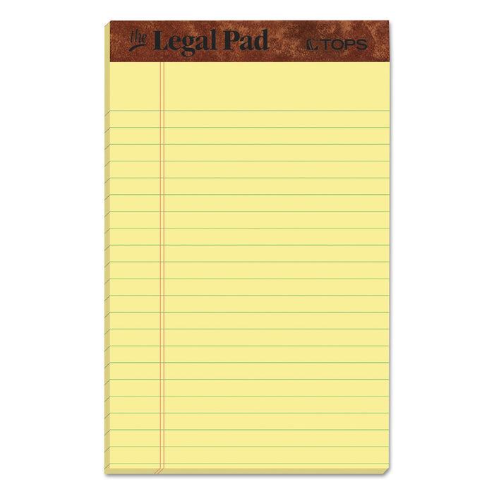TOPS "The Legal Pad" Ruled Perforated Pads, Narrow Rule, 50 Canary-Yellow 5 x 8 Sheets, Dozen