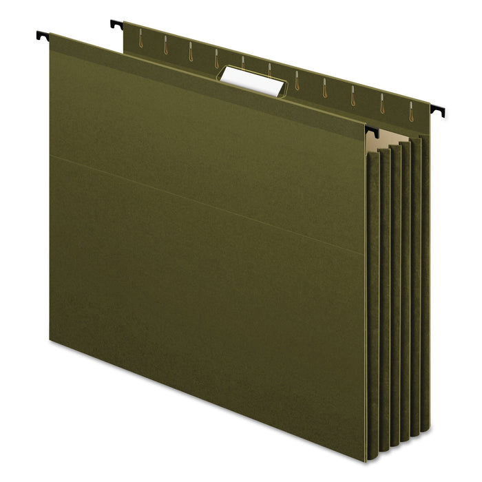 Pendaflex SureHook Hanging Pocket File, Letter Size, 1/5-Cut Tabs, Standard Green, 4/Pack