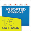 Pendaflex SureHook Reinforced Extra-Capacity Hanging Box File, 1 Section, 2" Capacity, Letter Size, 1/5-Cut Tabs, Blue, 25/Box