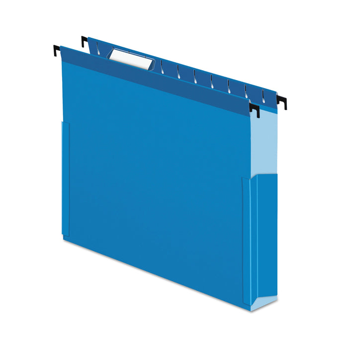 Pendaflex SureHook Reinforced Extra-Capacity Hanging Box File, 1 Section, 3" Capacity, Letter Size, 1/5-Cut Tabs, Blue, 25/Box