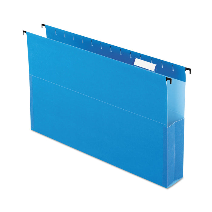 Pendaflex SureHook Reinforced Extra-Capacity Hanging Box File, 1 Section, 2" Capacity, Legal Size, 1/5-Cut Tabs, Blue, 25/Box