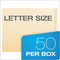 Pendaflex Manila End Tab Expanding Fastener Folders, 2-Ply Tabs, 2 Fasteners, Letter Size, 11-pt Manila Exterior, 50/Box