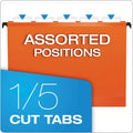 Pendaflex SureHook Hanging Folders, Letter Size, 1/5-Cut Tabs, Orange, 20/Box