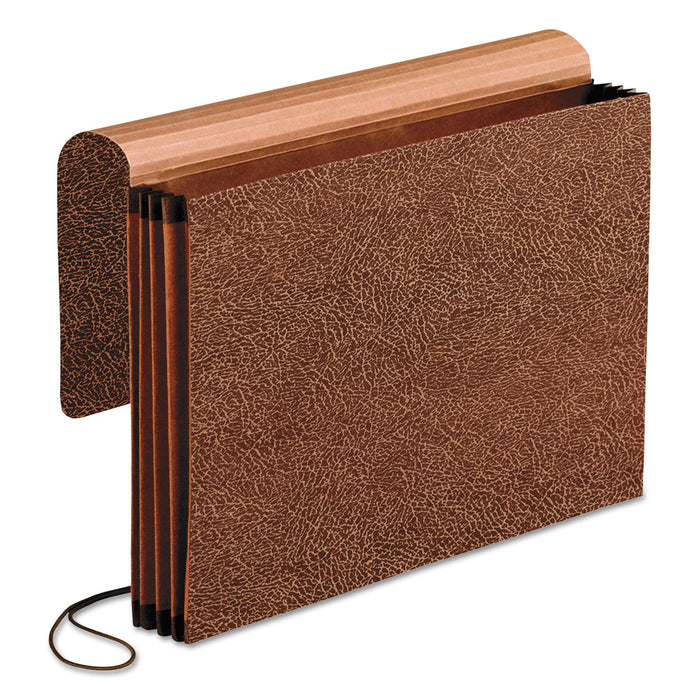 Pendaflex Premium Reinforced Expanding Wallet, 3.5" Expansion, 1 Section, Elastic Cord Closure, Legal Size, Red Fiber