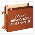 Pendaflex Premium Reinforced Expanding File Pockets, 5.25" Expansion, Letter Size, Red Fiber, 5/Box