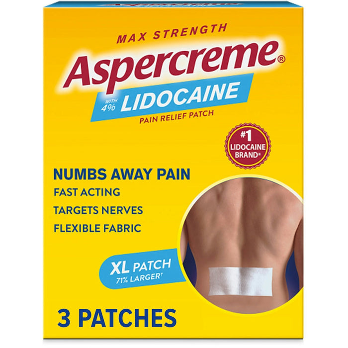 Aspercreme Lidocaine Patch XL - Maximum Strength Pain Relief, 3 Count by Pasteur Pharmacy