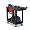 Rubbermaid Heavy Duty Adaptable Utility Cart, Plastic, 2 Shelves, 500 lb Capacity, 17.8" x 46.2" x 36", Black