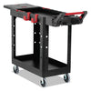 Rubbermaid Heavy Duty Adaptable Utility Cart, Plastic, 2 Shelves, 500 lb Capacity, 17.8" x 46.2" x 36", Black