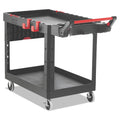 Rubbermaid Heavy Duty Adaptable Utility Cart, Plastic, 2 Shelves, 500 lb Capacity, 25.2" x 51.5" x 36", Black