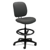 HON ComforTask Task Stool, Adjustable Footring, Supports Up to 300 lb, 22" to 32" Seat Height, Iron Ore Seat/Back, Black Base