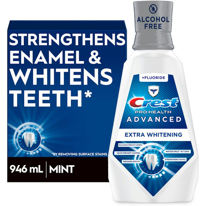 Crest Pro-Health Advanced Mouthwash, Alcohol Free, Extra Whitening, Energizing Mint Flavor, 946 mL (32 Fl Oz) by Pasteur Pharmacy