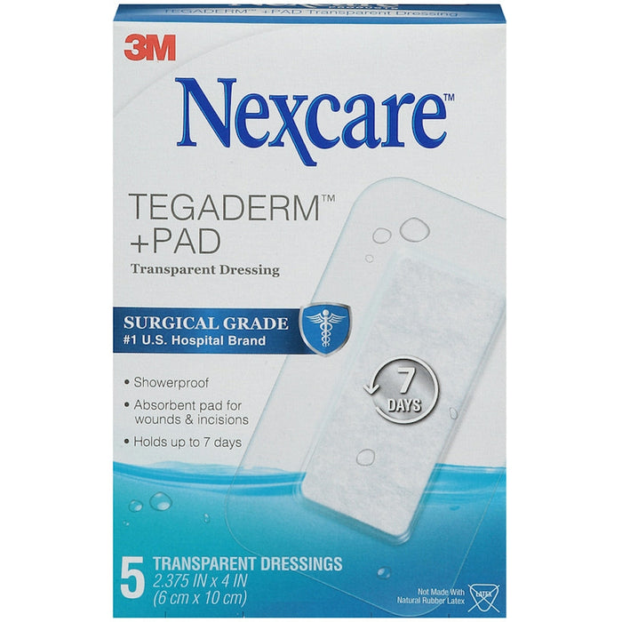 Nexcare Tegaderm + Pad Waterproof Dressing, 2.375 in x 4 in, 5 Count by Pasteur Pharmacy