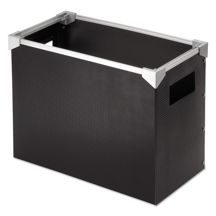 Pendaflex Poly Desktop File Box, Letter Files, 13" x 6.25" x 9.5", Black/Silver