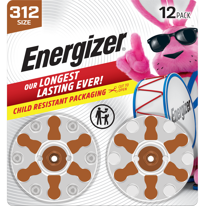 Energizer Size 312 Hearing Aid Batteries, 1.45V Zinc Air, Long-Lasting Brown Tab, 8 Count by Pasteur Pharmacy