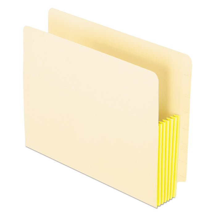 Pendaflex Manila Drop Front Shelf File Pockets with Rip-Proof-Tape Gusset Top, 5.25" Expansion, Letter Size, Manila, 10/Box