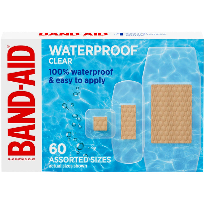 Band-Aid Waterproof Clear Adhesive Assorted Sizes 60Ct by Pasteur Pharmacy