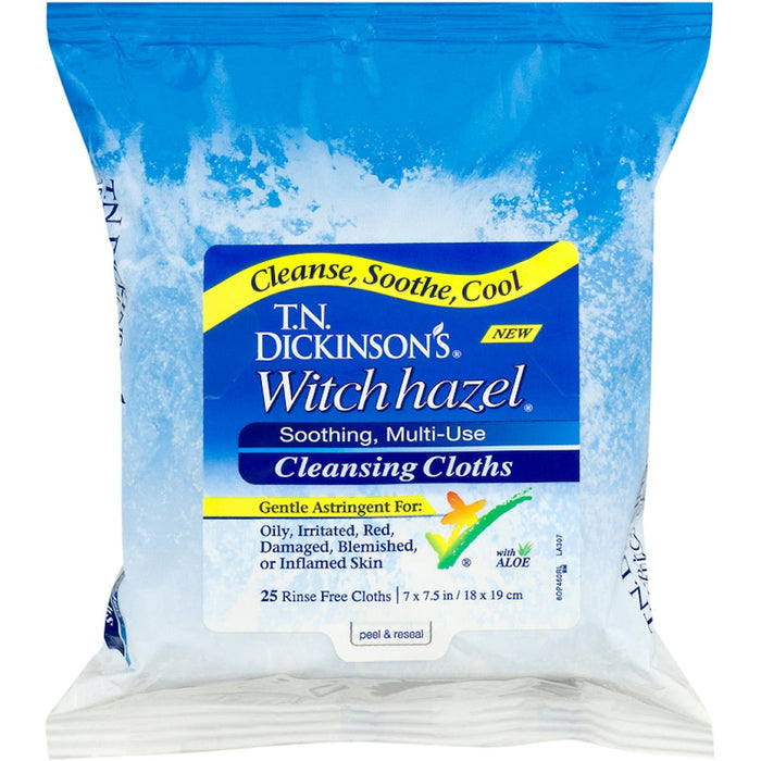 T.N. Dickinson's 100% Natural Witch Hazel Cleansing Cloths, 25 Count by Pasteur Pharmacy