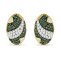 Black and White Rhodium over 14K Yellow Gold 2-1/10 Cttw White and Blue Diamond Oval Omega Back Stud Earrings (H-I and Blue Color, SI1-SI2 Clarity) by Bids.com