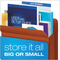 Pendaflex Heavy-Duty End Tab File Pockets, 3.5" Expansion, Letter Size, Red Fiber, 10/Box
