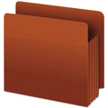 Pendaflex Heavy-Duty End Tab File Pockets, 3.5" Expansion, Letter Size, Red Fiber, 10/Box