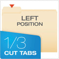 Pendaflex Manila File Folders, 1/3-Cut Tabs: Assorted, Letter Size, 0.75" Expansion, Manila, 100/Box