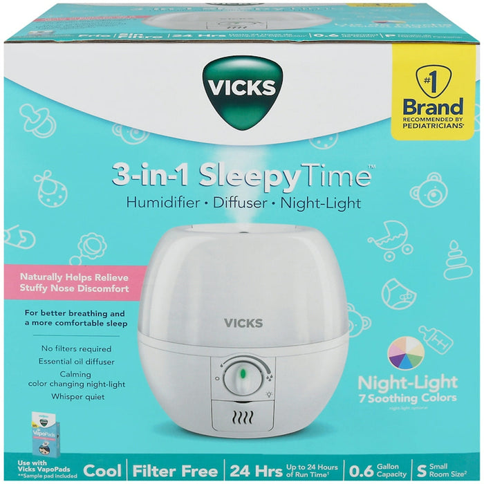 Vicks 3-in-1 Sleepy Time Humidifier Diffuser Nightlight by Pasteur Pharmacy
