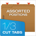 Pendaflex Kraft Fastener Folders, 1/3-Cut Tabs: Assorted, 2 Fasteners, Letter Size, Kraft Exterior, 50/Box