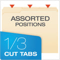 Pendaflex CutLess WaterShed File Folders, 1/3-Cut Tabs: Assorted, Letter Size, Manila, 100/Box