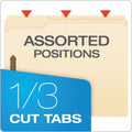 Pendaflex Manila Fastener Folders, 1/3-Cut Tabs: Assorted, 2 Fasteners, Letter Size, Manila Exterior, 50/Box