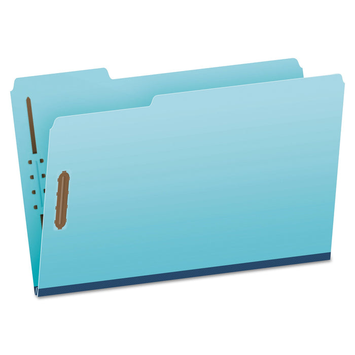 Pendaflex Heavy-Duty Pressboard Folders with Embossed Fasteners, Legal Size, Blue, 25/Box