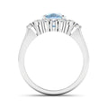 Genuine Diamond and Aquamarine Halo Ring by Fine Color Jewels
