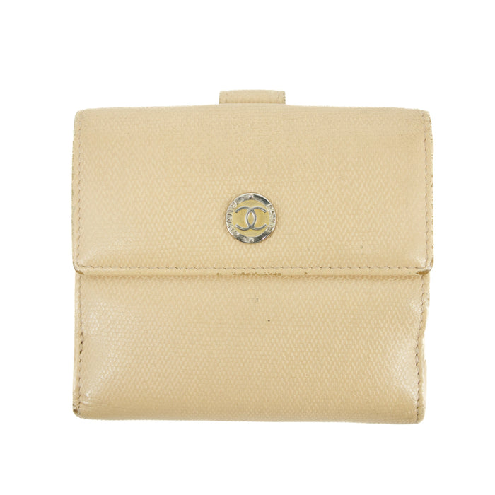 Chanel Beige CC Leather Compact Trifold Wallet #3140 by Bolt Boutique