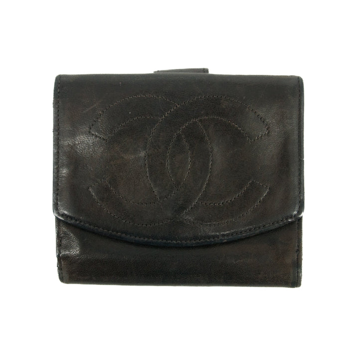 Chanel Coco Mark CC Lambskin Compact Wallet Black #3141 by Bolt Boutique