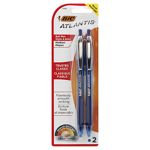 BIC Atlantis Original Retractable Blue Ballpoint Pen - 12 Count (6 Packs of 2) by Pasteur Pharmacy