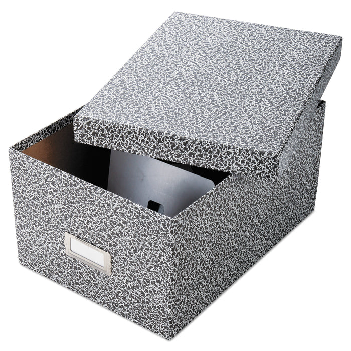 Oxford Reinforced Board Card File, Lift-Off Cover, Holds 1,200 5 x 8 Cards, 8.13 x 11 x 5.75, Black/White