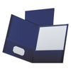 Oxford Linen Finish Twin Pocket Folders, 100-Sheet Capacity, 11 x 8.5, Navy, 25/Box