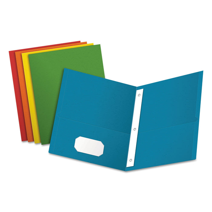 Oxford Twin-Pocket Folders with 3 Fasteners, 0.5" Capacity, 11 x 8.5, Assorted, 25/Box