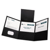Oxford Tri-Fold Folder w/3 Pockets, 150-Sheet Capacity, 11 x 8.5, Black, 20/Box