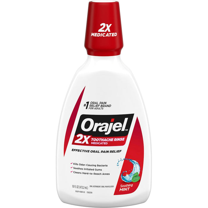 Orajel Toothache Rinse, Analgesic & Astringent, Soothing Mint, 16 Fl Oz by Pasteur Pharmacy