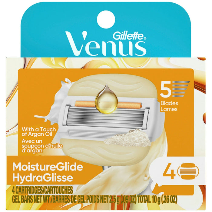 Gillette Venus MoistureGlide Women's Razor Blade Refills, 5 Blades, 4 Count by Pasteur Pharmacy