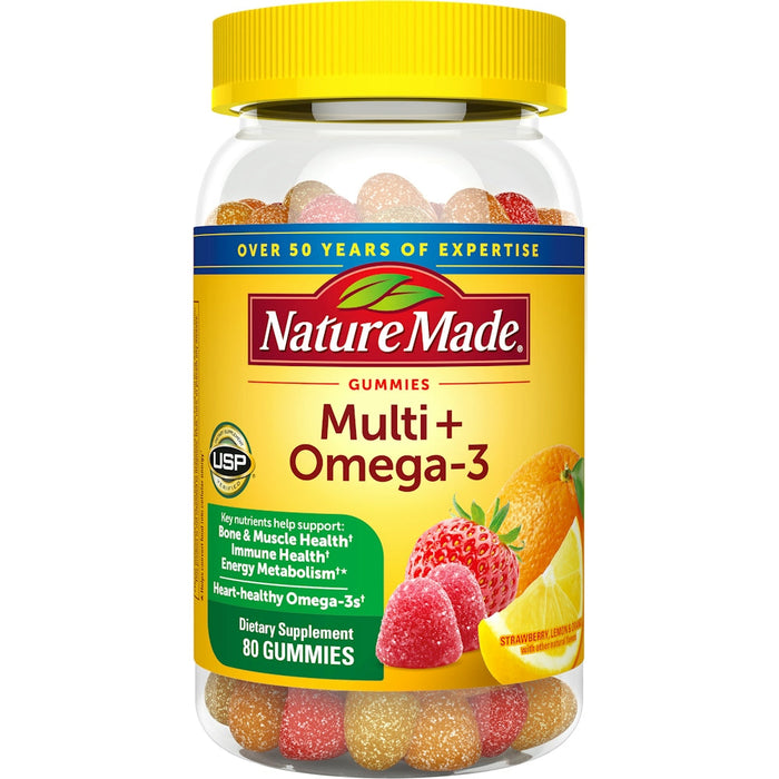Nature Made Multivitamin + Omega-3 Gummies Strawberry, Lemon & Orange by Pasteur Pharmacy