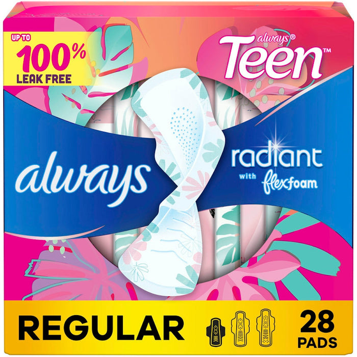 Always Radiant Pads, Teen Regular, With Wings Unscented, Size 1 by Pasteur Pharmacy
