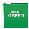Pendaflex Extra Capacity Reinforced Hanging File Folders with Box Bottom, 2" Capacity, Letter Size, 1/5-Cut Tabs, Bright Green, 25/Box