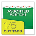 Pendaflex Extra Capacity Reinforced Hanging File Folders with Box Bottom, 2" Capacity, Letter Size, 1/5-Cut Tabs, Bright Green, 25/Box