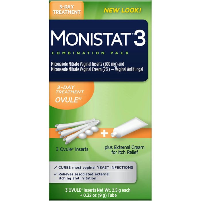 Monistat 3-Day Yeast Infection Treatment Combination Pack, 3 Ovule Inserts & External Itch Relief Cream by Pasteur Pharmacy