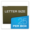 Pendaflex Reinforced Hanging File Folders with Printable Tab Inserts, Letter Size, 1/5-Cut Tabs, Standard Green, 25/Box