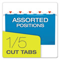 Pendaflex Extra Capacity Reinforced Hanging File Folders with Box Bottom, 2" Capacity, Legal Size, 1/5-Cut Tabs, Blue, 25/Box