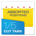 Pendaflex Extra Capacity Reinforced Hanging File Folders with Box Bottom, 2" Capacity, Legal Size, 1/5-Cut Tabs, Yellow, 25/Box